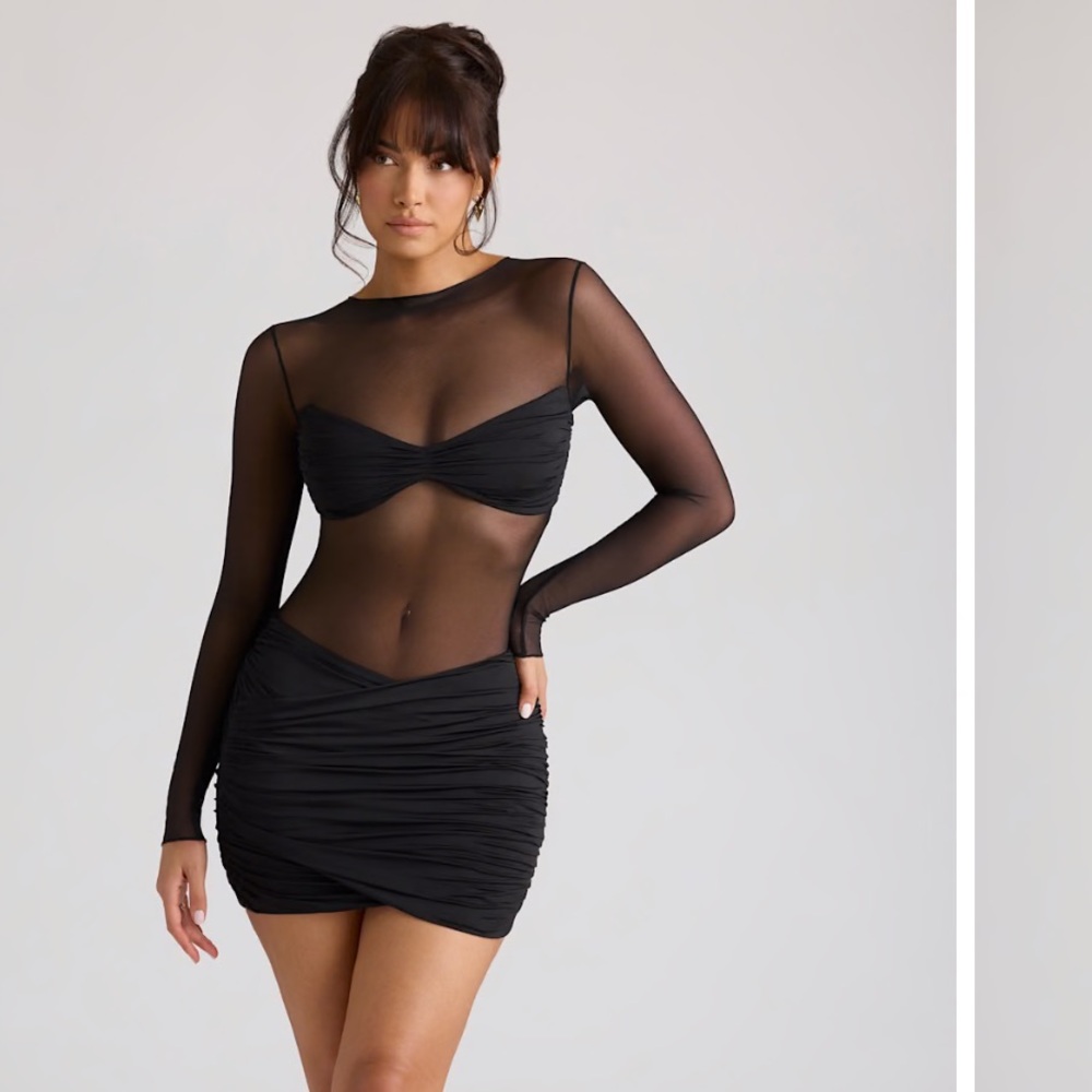 Oh Polly Black Sheer Mini Dress